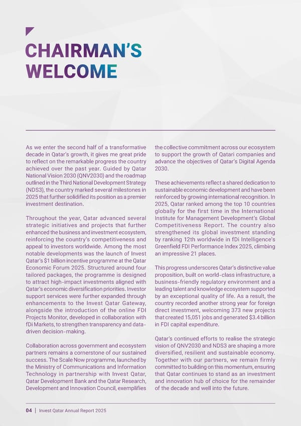 Invest Qatar 2025 Annual Report [EN] - Page 4